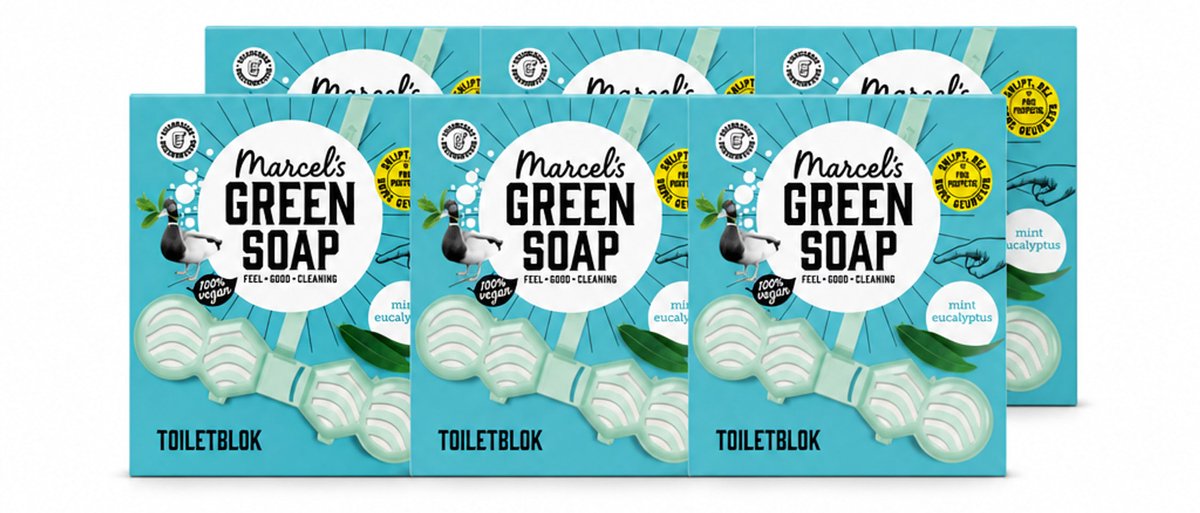 6 x Marcel's Green Soap - Toiletblok - Munt & Eucalyptus - Langdurige werking - 1 Toiletblok - Voordeelverpakking - 6 stuks