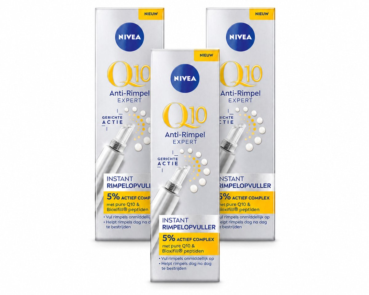 3 x NIVEA - Oogserum - Q10 Anti-Rimpel Expert - Rimpelopvuller - Voor rijpe huid - Met Q10 - 15 ml - Bulkverpakking - 3 stuks