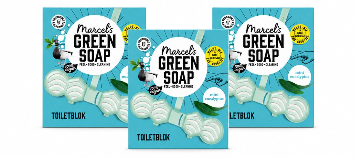 3 x Marcel's Green Soap - Toiletblok - Munt & Eucalyptus - Langdurige werking - 1 Toiletblok - Voordeelverpakking - 3 stuks