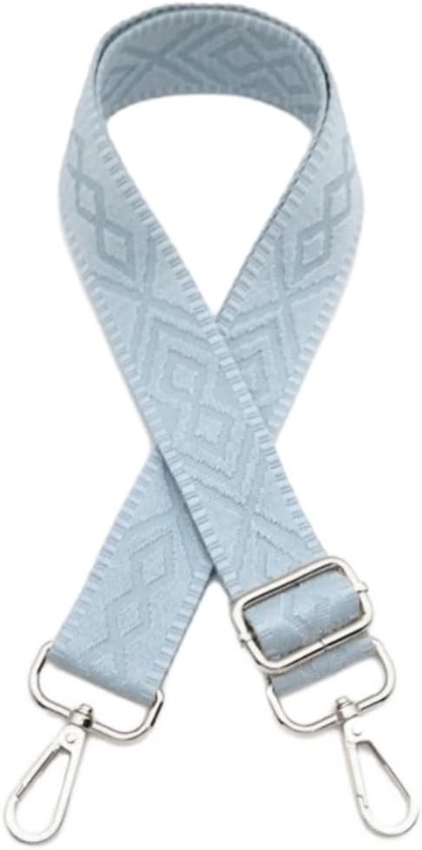 Verstelbare Tasriem 75-130 cm, Vervangende Schouderriem, 3.8 cm Breed, Accessoires voor Handtassen en Schoudertassen, Lichtblauw met Zilver, Ideaal voor DIY Projecten en Stijlvolle Tassen