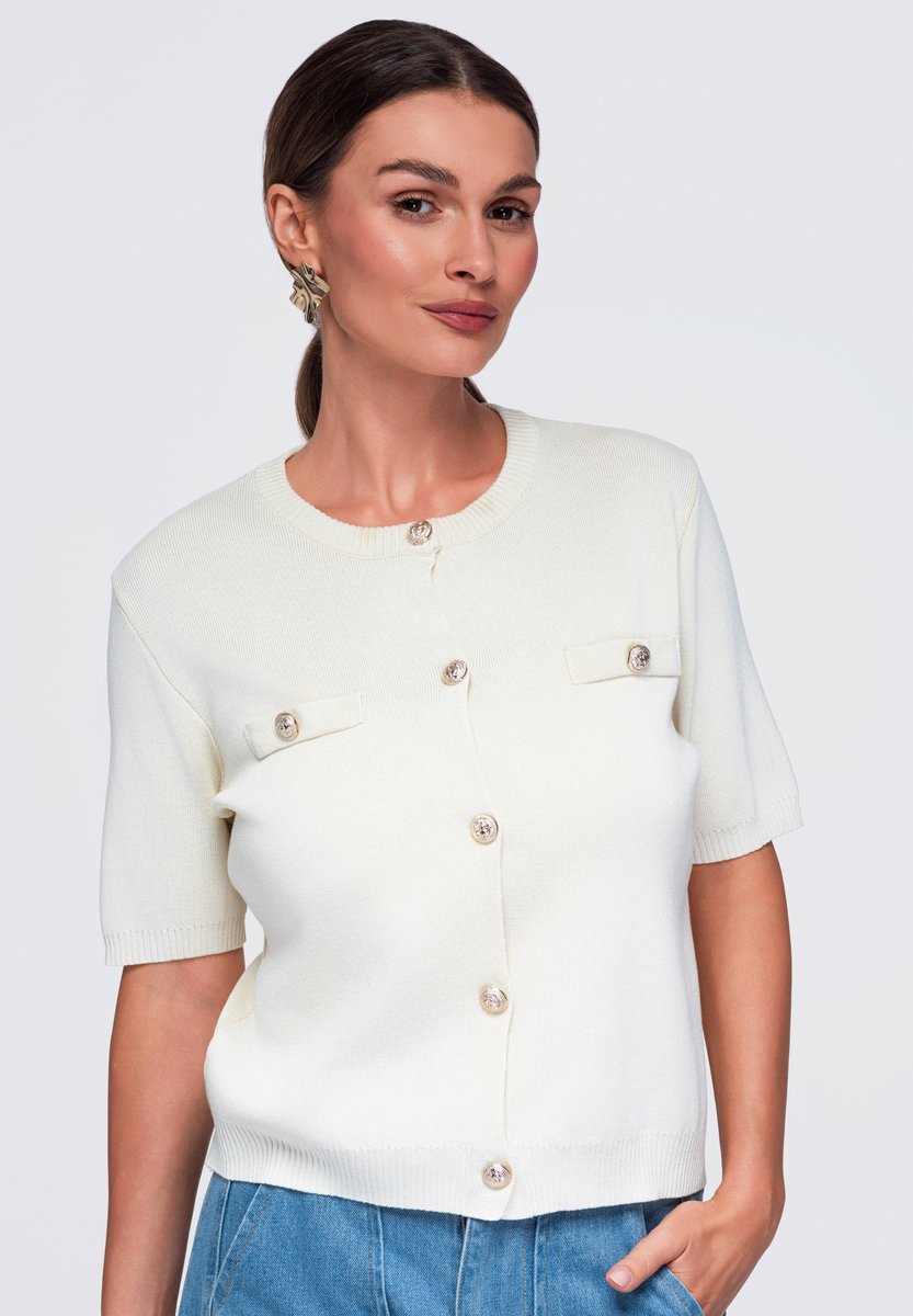 OMBRE Blouse - Regular Fit - Viscose - Korte Mouw Beige S/M