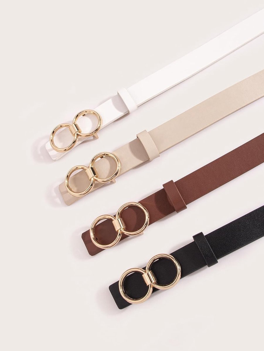 Verstelbare elastische damesriem, smalle tailleriem voor jurken en jeans, decoratieve leren riem, 2,3 x 102 cm, beige, trendy en veelzijdig accessoire