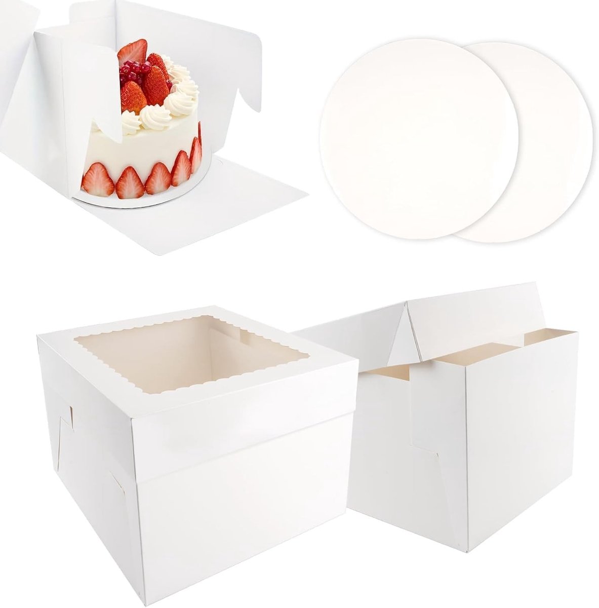 Verzenddozen voor Taarten, Set van 2, Ideaal voor Verjaardagen, Bruiloften en Feestjes, Met Deksel en Stevige Constructie