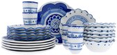 Heinen Delfts Blauw - Serviesset Majolica Golven - 6 persoons - Porselein - 24-delig