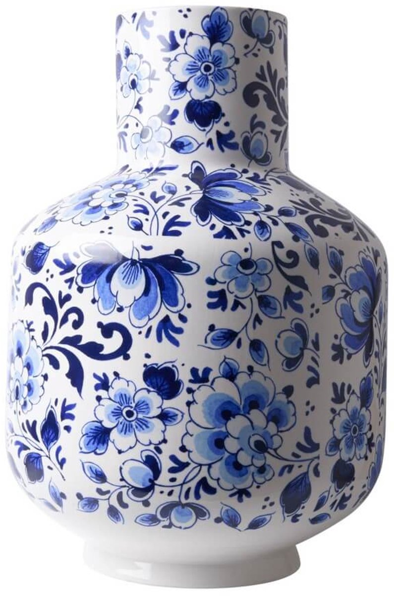 Heinen Delfts Blauw Hoge bolvaas Bloem - Keramiek - 35 cm Delfts blauw