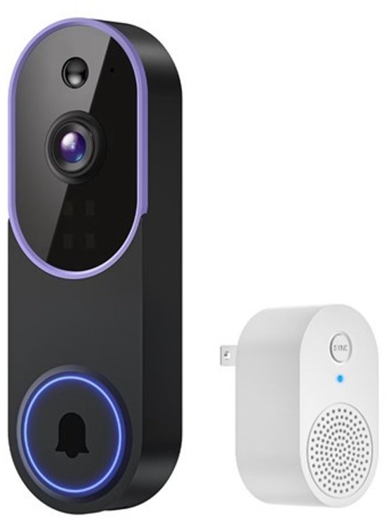 Deurbel draadloos - Videodeurbel - Slimme Deurbel - Deurbellen met camera - WiFi Deurbelcamera - Draadloze Videodeurbel met USB Gong - Voor Huis, Appartement en Kantoor - Betrouwbare huisbeveiliging - Paars — afbeelding 2
