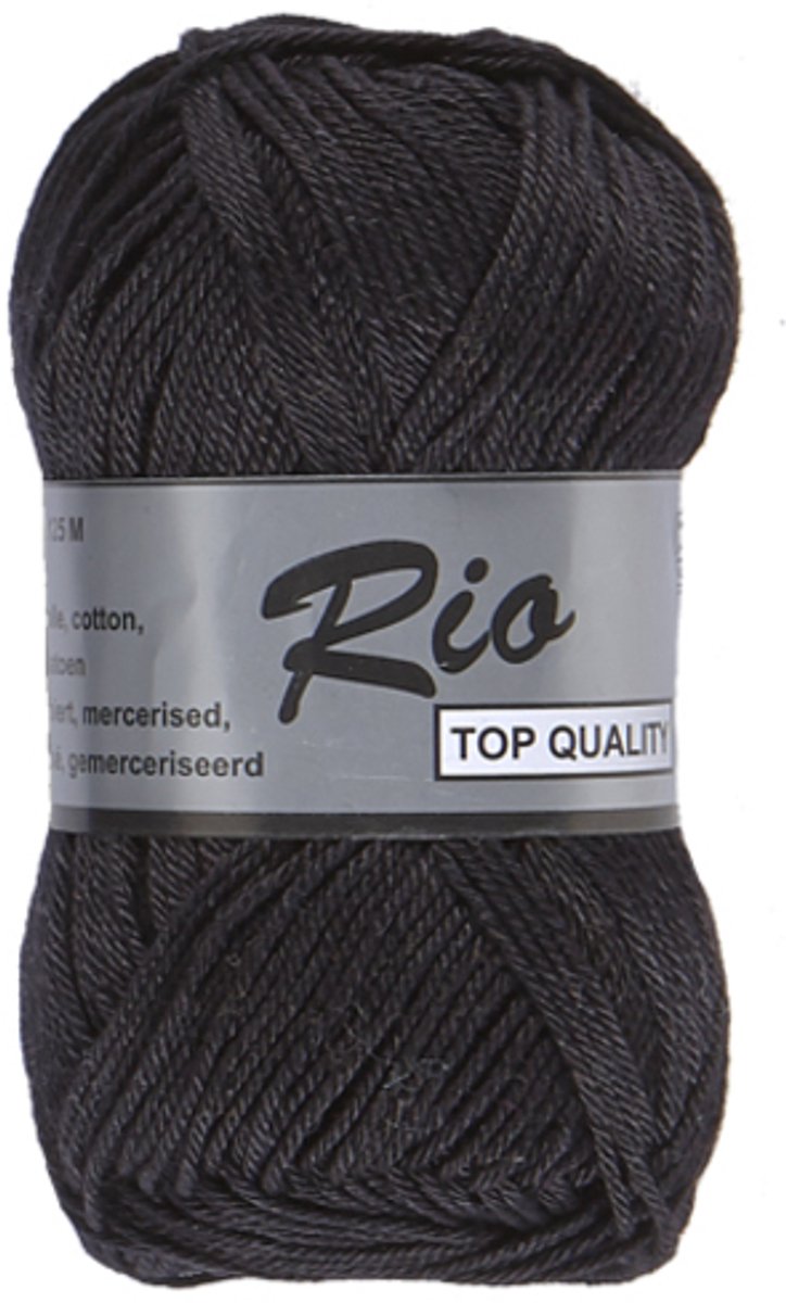Lammy yarns Rio katoen garen - zwart (001) - 5 bollen