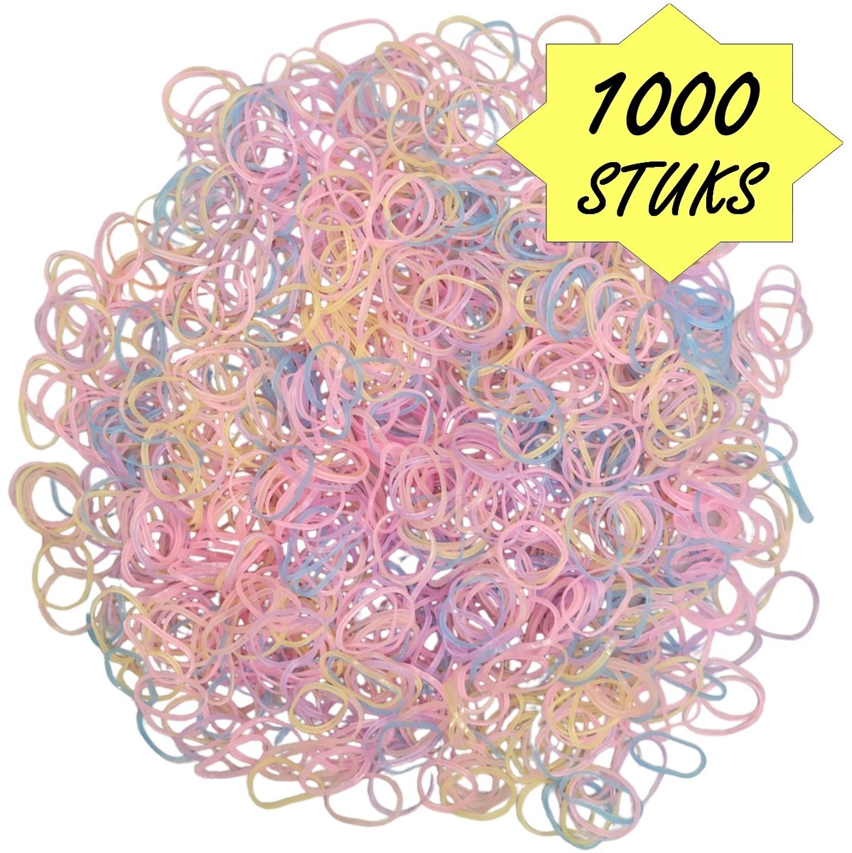 1000x Gekleurde Mini Elastiekjes - Haarelastiekjes - Paardenelastiekjes - Meisjes - Baby - Kinderen - Haar Elastiekjes - Elastiek - Extra Sterk - Soft Mix - 1000 Stuks — cadeau in Cadeau-ideeën - foto 3