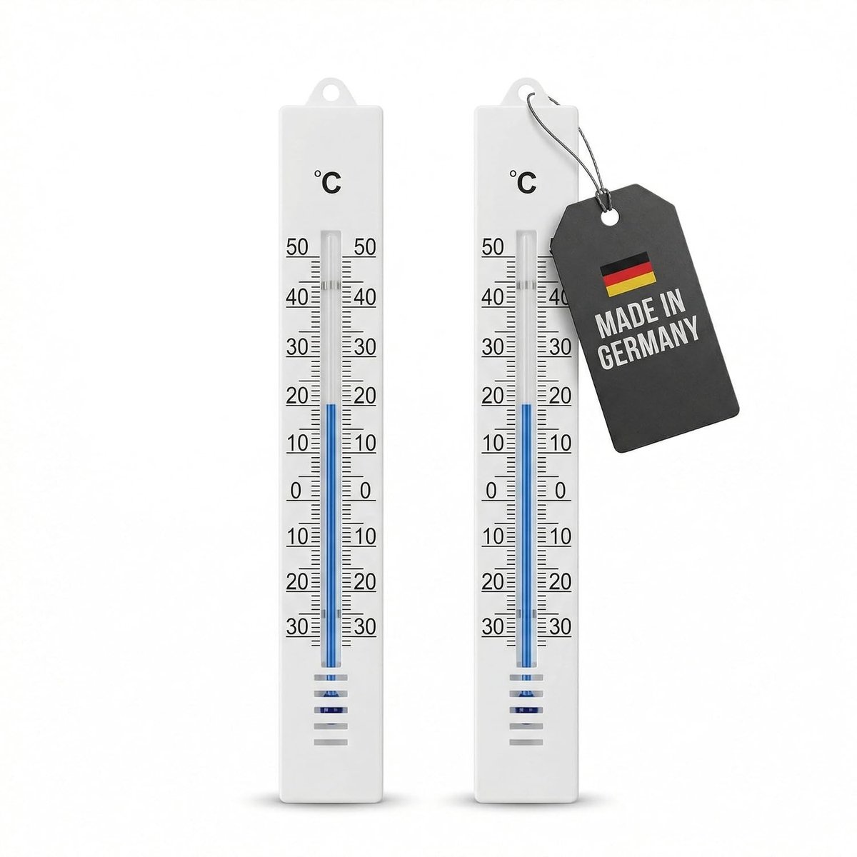 Aanlegthermometer - Wit-Zwart - 18 cm - Kunststof Analoge Thermometer - Voor Binnen en Buiten