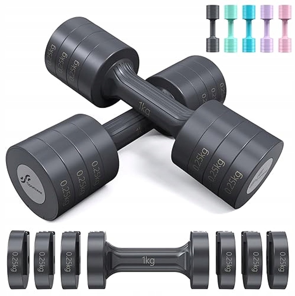 Verstelbare Dumbbells voor Dames: 1-2.5kg Set (2 stuks)