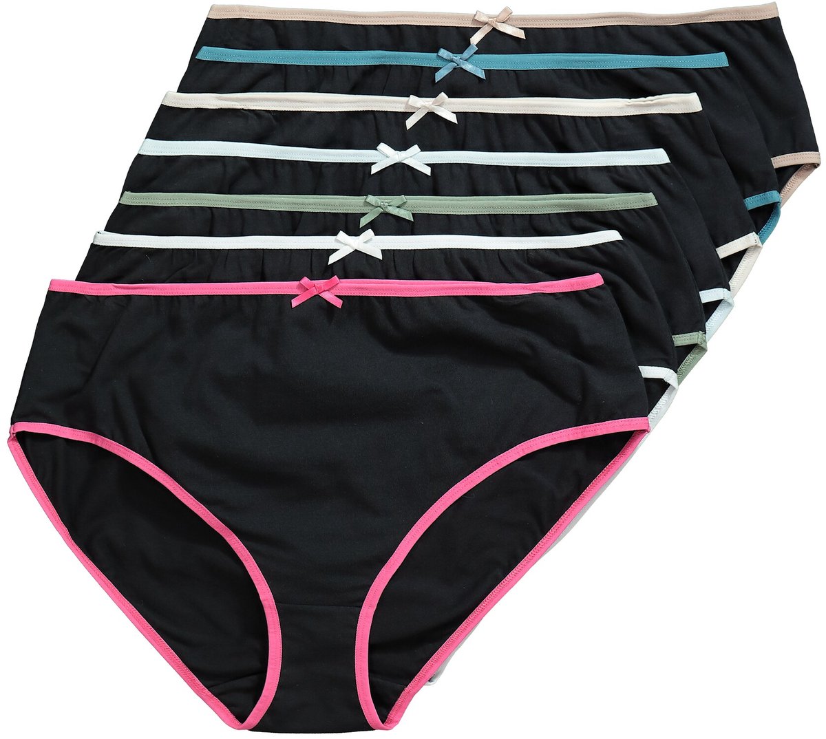 Ulla Popken - Dames - Midi-slips set van 7 kleurige boordjes - Multicolor - Maat 46+