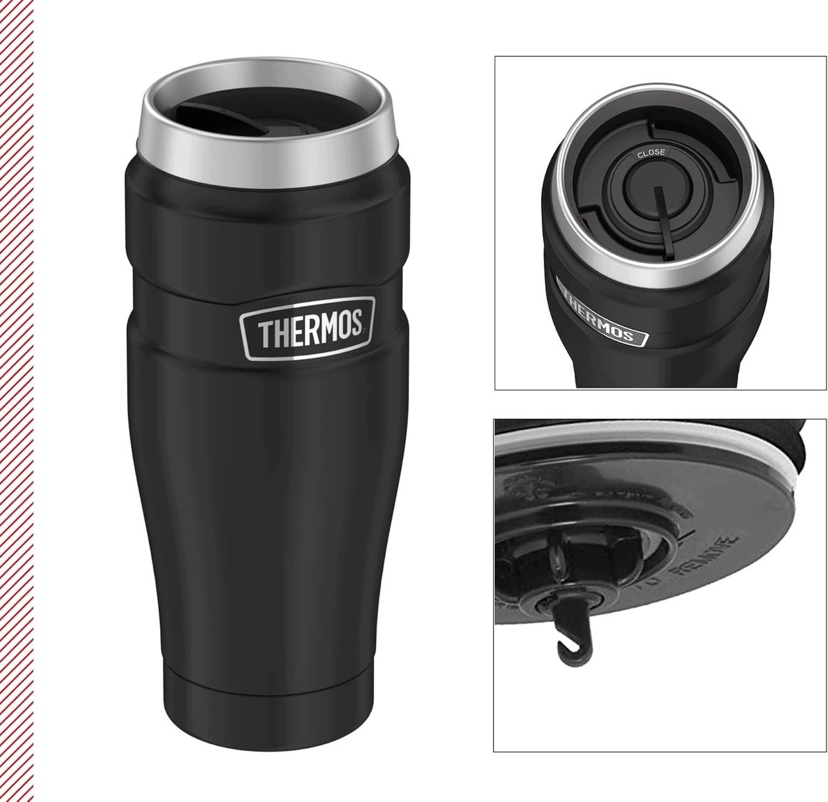 Thermos RVS King Thermosbeker Zwart 470ml