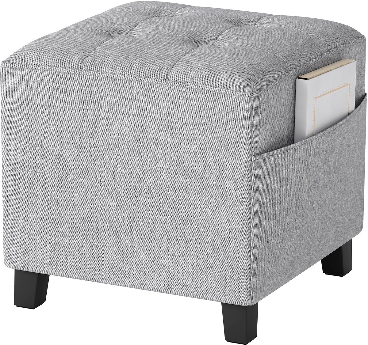 HOMCOM Foot Stool-Leinen (100 % Polyester)-Hellgrau