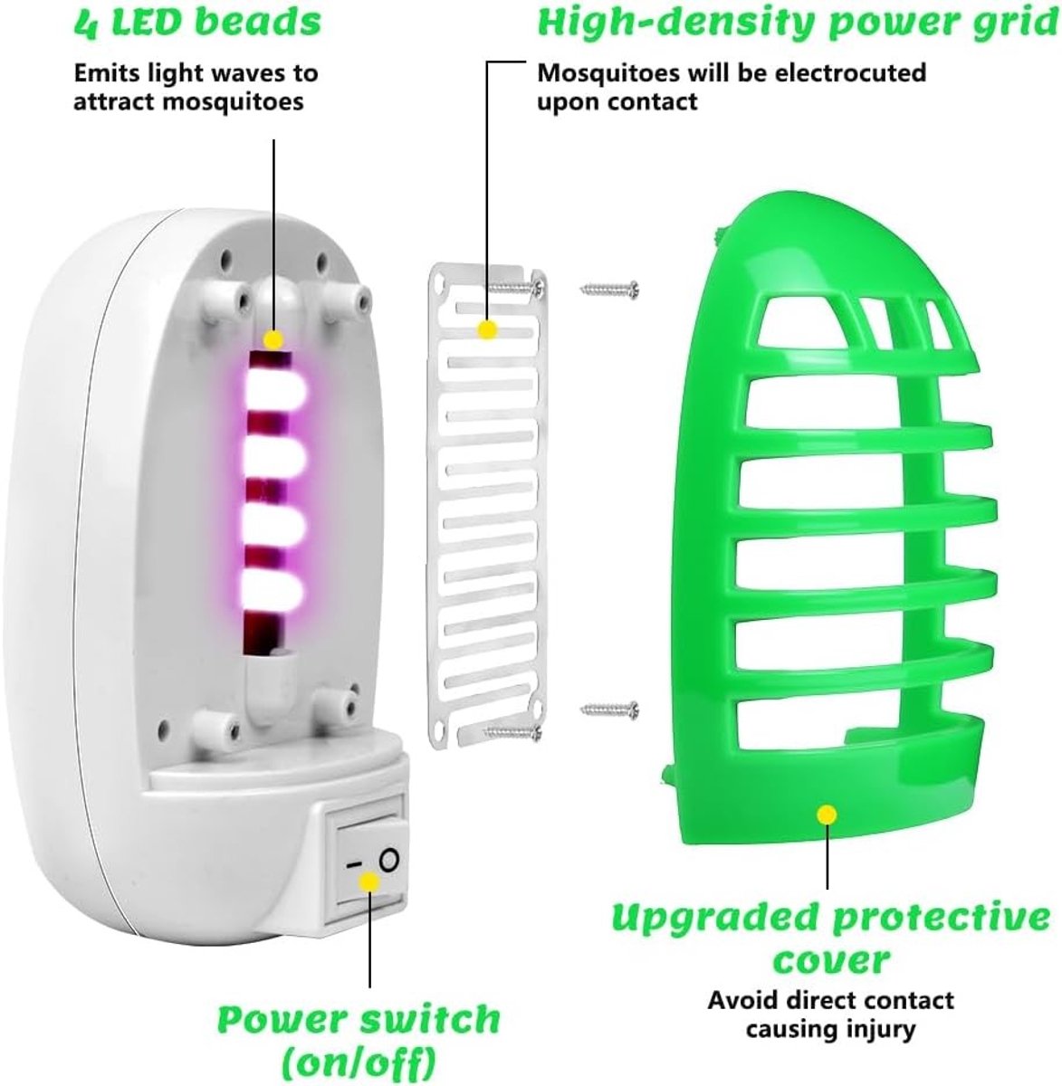 Effectieve Anti-Muggen Lamp - 4 Stuks UV Lamp voor Binnen, Elektrische Insectenverdelger en Vliegval, Dood Muggen en Vliegende Insecten