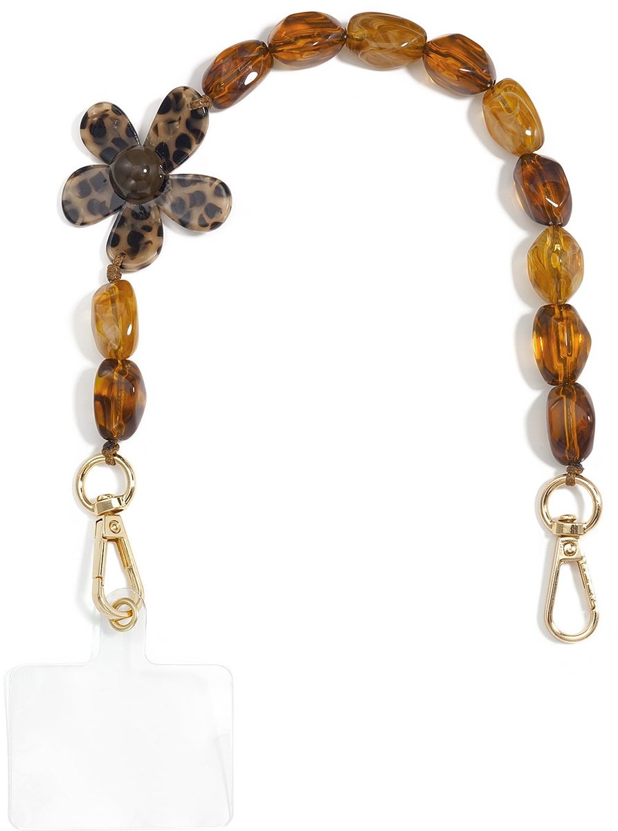Nomi - Telefoonketting - Bloem - Acryl - - Bruin