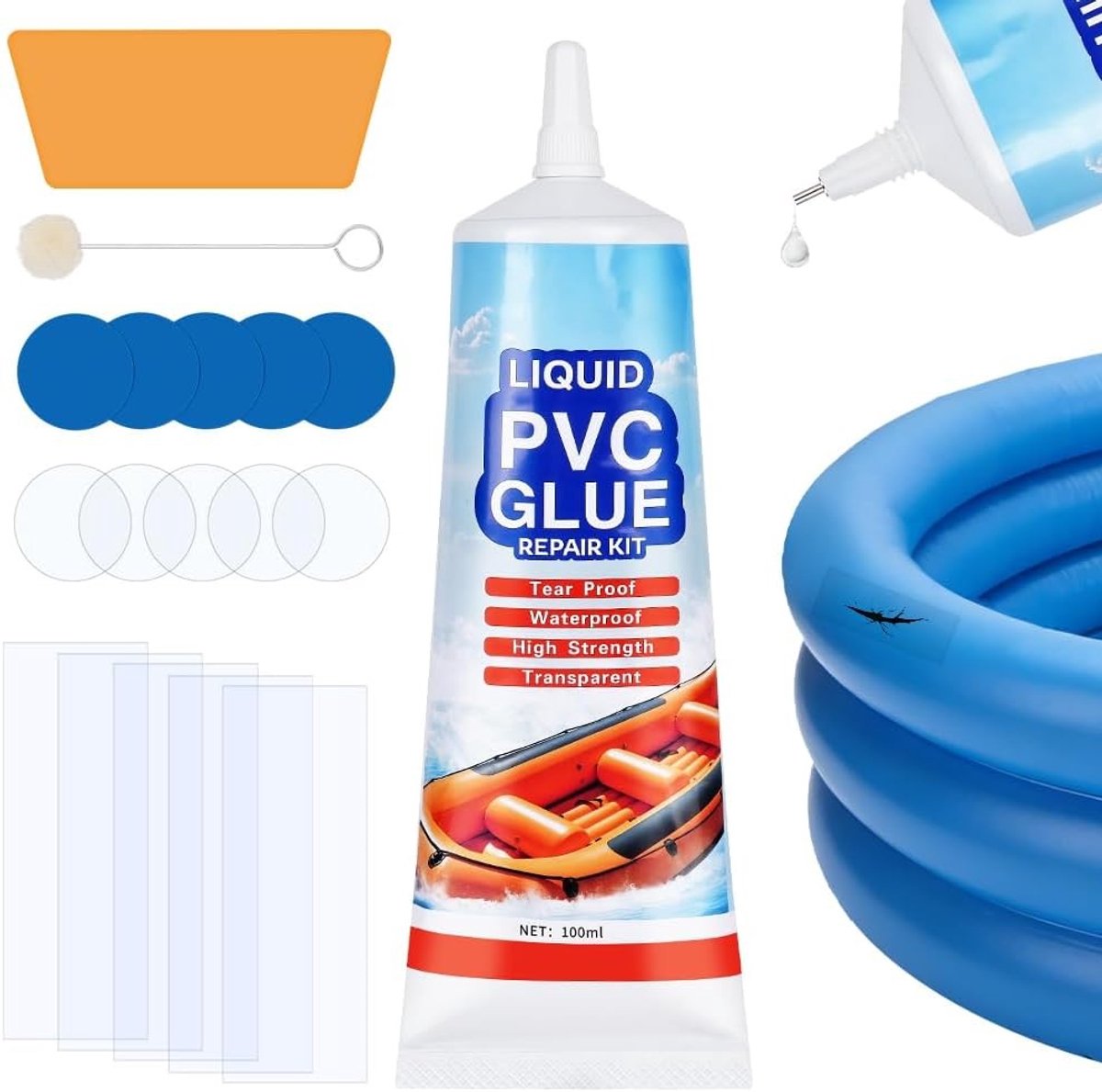 Pool Reparatie Kit voor PVC, Inclusief Hechting en Materiaal voor Opblaasbare Boten, Kayaks en Zwembadmatrassen