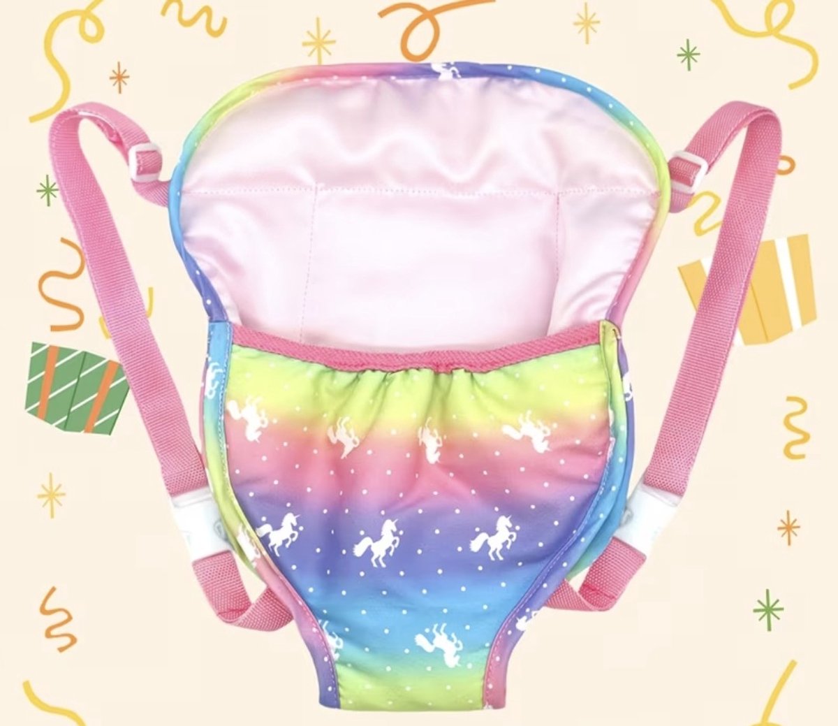 Rugzak poppen - Regenboogkleur - Comfortabele banden - Poppen speelgoed