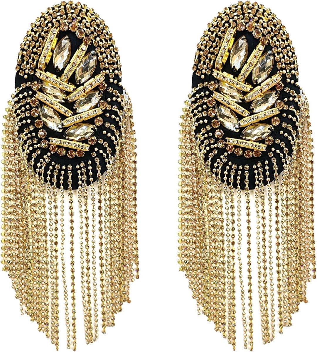 Punk Epaulettes Set van 2, Gouden Epauletten met Kwastjes voor Militair Kostuum en Theatervoorstellingen, Uniformdecoratie en Accessoires