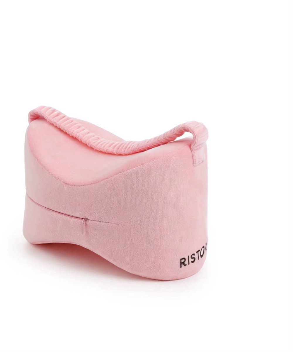Ristorah Ergonomische Kniekussen - Memory Foam - Orthopedische Kniekussen met Band - Houding Correctie - Beenkussen - Zijslaapkussen - Roze