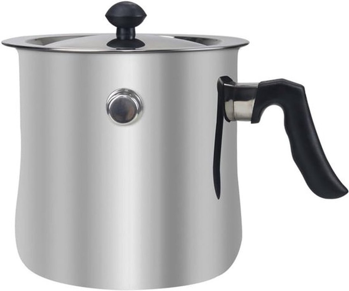 Dubbelwandige melkpan met deksel en schenktuit - 1.5L, geschikt voor inductie, waterbad en koken