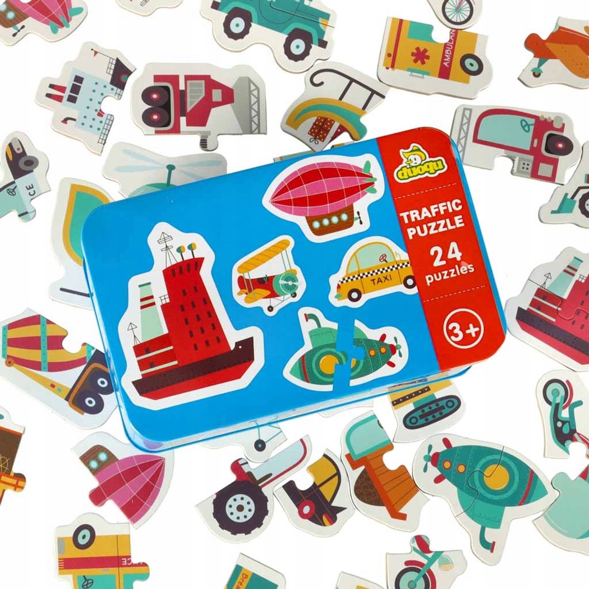 Educatieve Puzzel in Blik: Voertuigen - 24 Stukjes