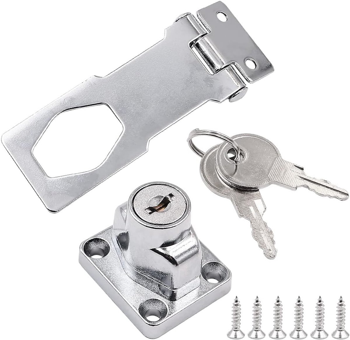 Robuuste 90 Graden Hasp met Sleutel - Ideaal voor het Beveiligen van Schuren, Kasten en Meubels met Rotorknop en Metalen Sluiting