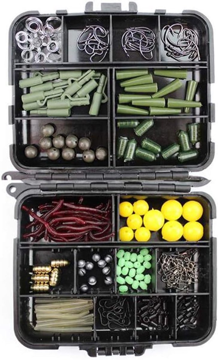 Complete Set voor Karpervissen met 189 Stukken: Onderlijn, Aas, Gewichten en Accessoires