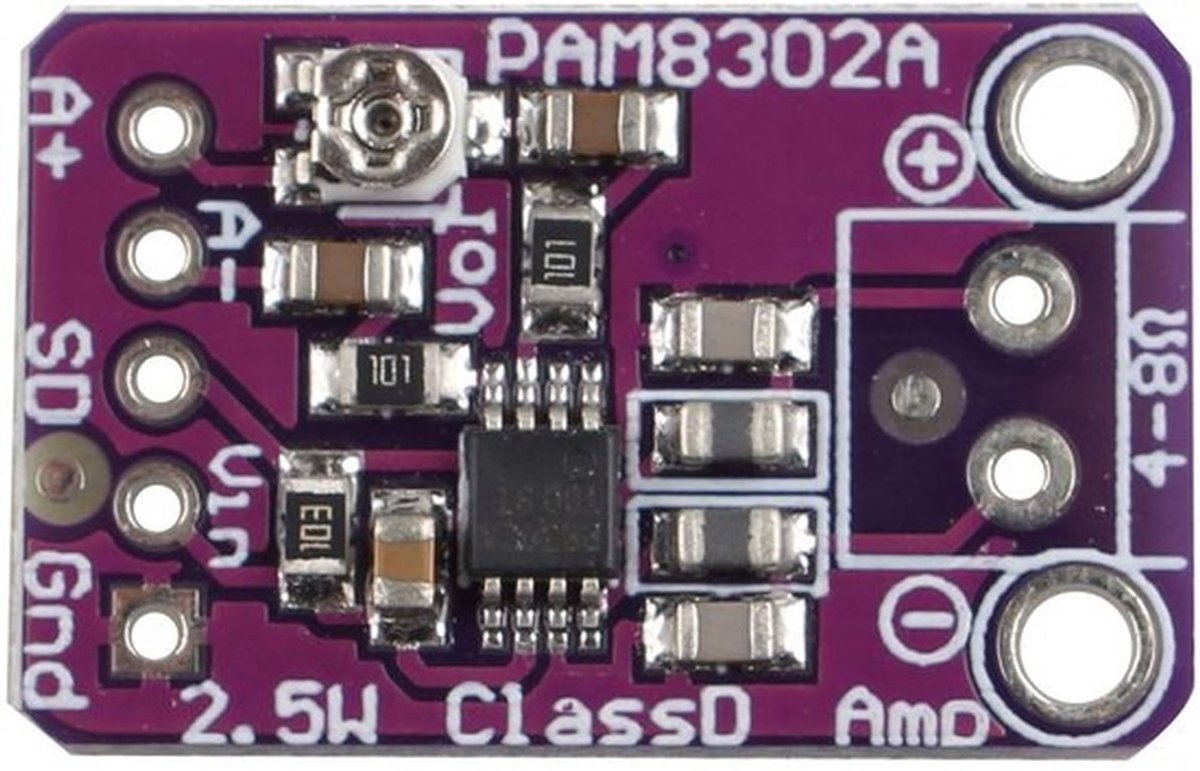 - PAM8302 Mono Class D Audio Versterker Module - Ideaal voor Draagbare Projecten - 2.5W versterking - Perfect voor audio liefhebbers - 2