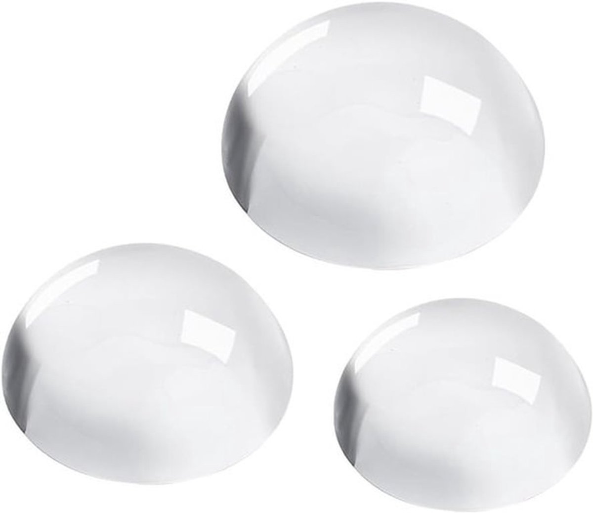 3 Stuks Kristallen Dome Papercraft Glazen Papiergewicht Vergrootglas Ronde Glazen Blok Bureau Accessoires Leuke Kantoor Gadget Tafeldecoratie voor Lezen Thuis 1,5/2,3/3,1