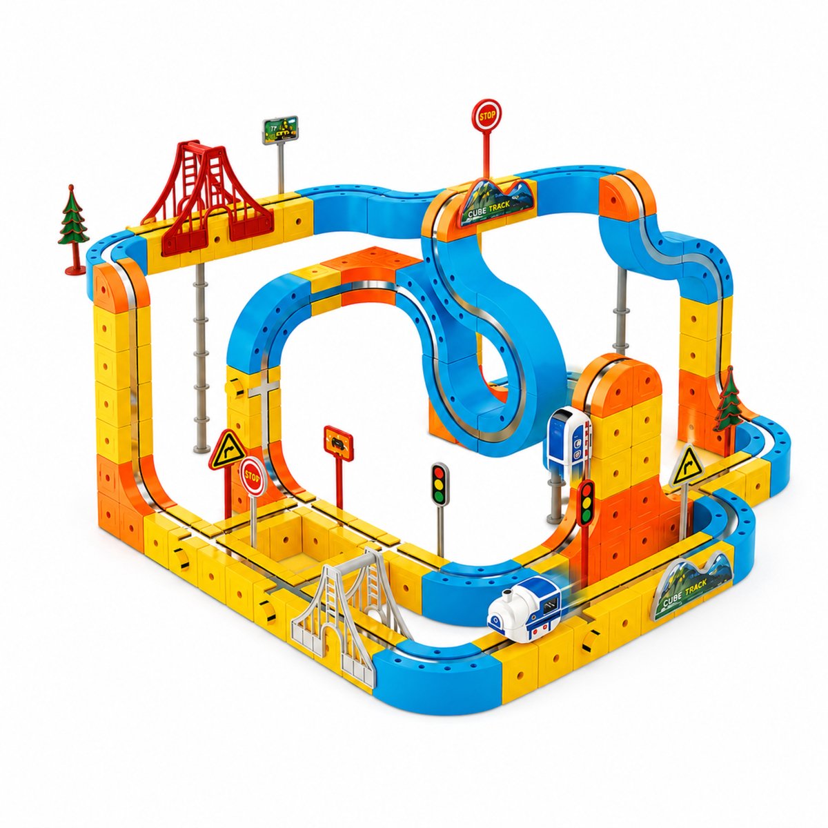 DreamGoods Cube Track - Elektrische Treinbaan -143-Delig - Educatief Speelgoed - Montessori Speelgoed - Peuter speelgoed - Jongens & Meisjes - 3 jaar - 4 jaar - 5 jaar - 6 jaar - 7 jaar