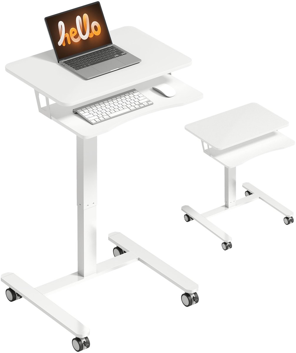 Homcom Sta-bureau-MDF, staal-65L x 60B x 71-107H cm-Wit