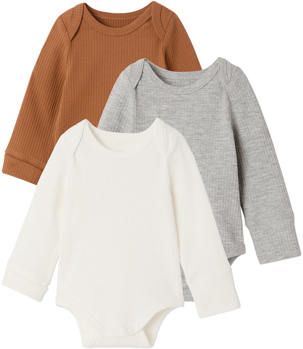 Vertbaudet Set van 3 babybody's met lange mouwen
