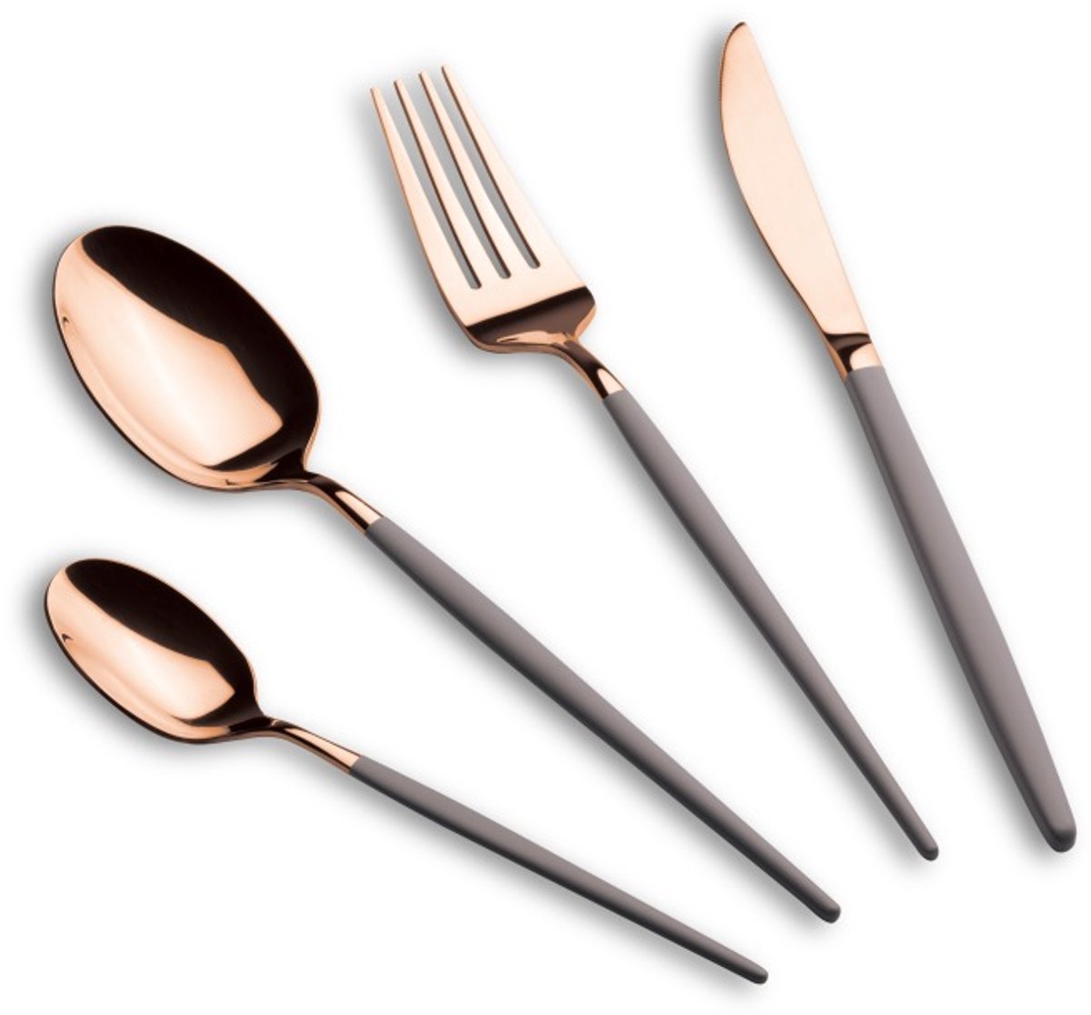 24-delige roestvrijstalen bestekset, gepolijst, Taupe - Rose Gold