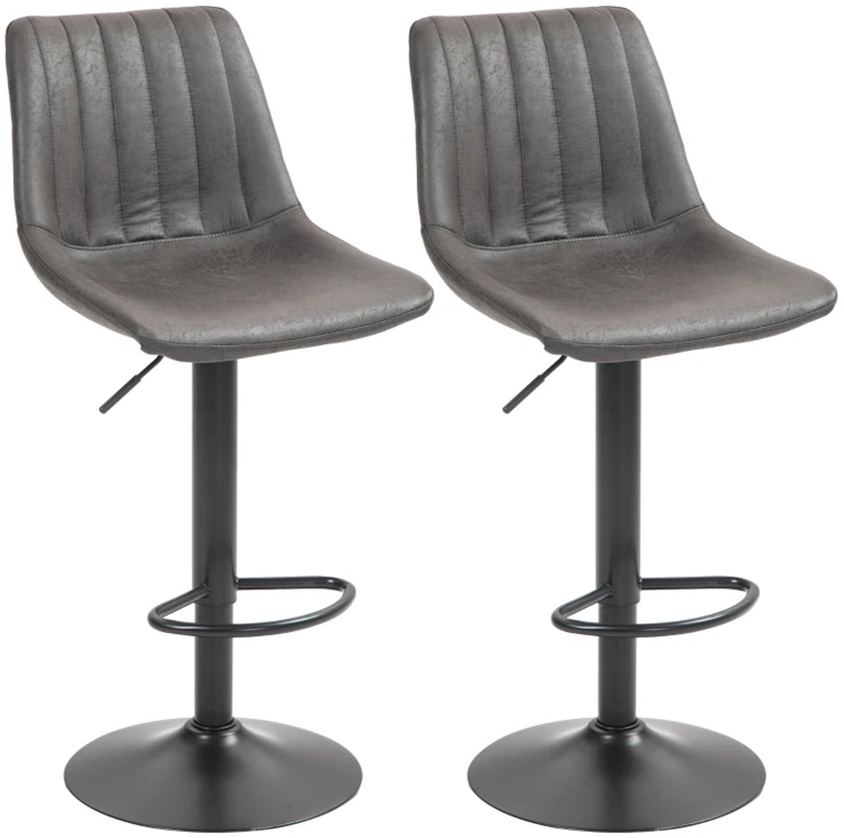 ZYLARO Barkruk - Set Van 2 - Retro Design - Inclusief Voetsteun - In Hoogte Verstelbaar - Gasveer - Donkergrijs donkergrijs, zwart