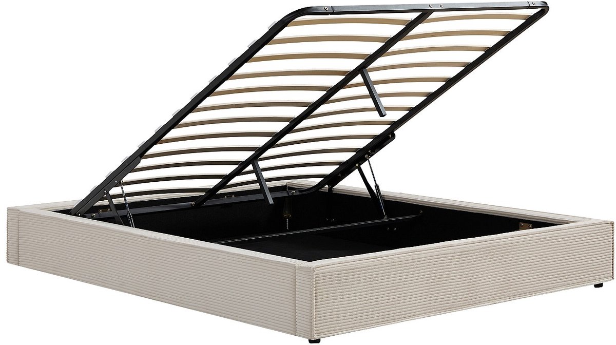 Vente-unique Bedbodem met opbergruimte 140 x 190 cm in corduroy fluweel - Crème - KARESO van YSMÉE