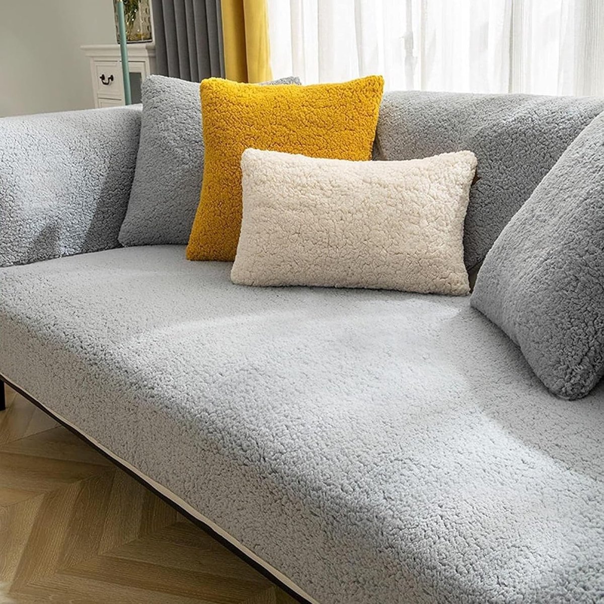 Fauteuilhoes - Grijs - L-vormig - Antislip Pluche Zitkussen - Voor Bescherming en Comfort