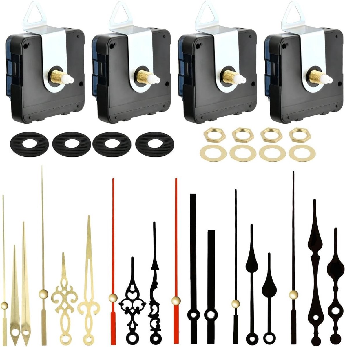 DIY Hand Assembly Zwarte Wandklok Mechanisme - Stille Quartz Beweging met 6 Verschillende Kits voor Klokvervanging