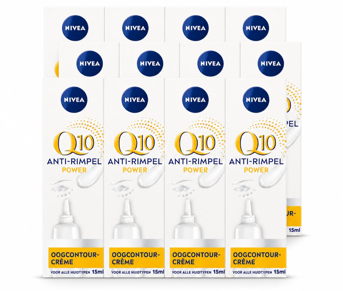 12 x NIVEA - Oogcrème - Q10 POWER - Tegen donkere kringen & rimpels - Voor alle huidtypen - Met Q10 & Creatine - 15 ml - Voordeelverpakking - 12 stuks