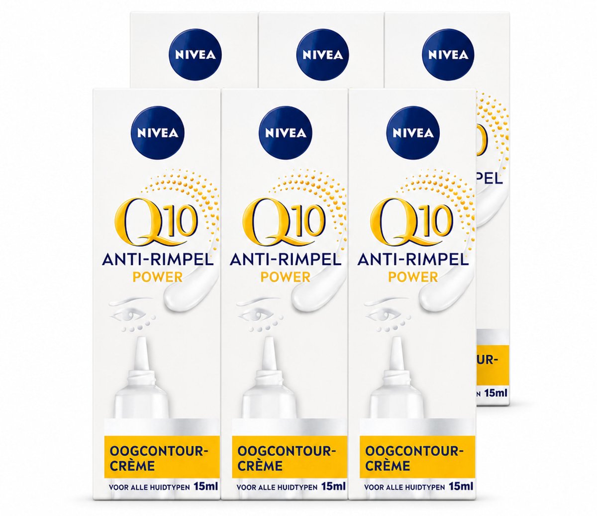 6 x NIVEA - Oogcrème - Q10 POWER - Tegen donkere kringen & rimpels - Voor alle huidtypen - Met Q10 & Creatine - 15 ml - Voordeelverpakking - 6 stuks