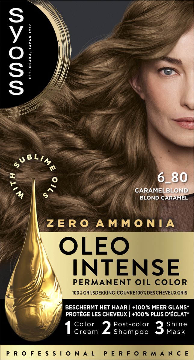 Bol.com Syoss Oleo Intense 6-80 Haarverf - Caramel Blond - Permanente Haarkleuring - Ammoniakvrij - Met Voedende Oliën - 100% Gr... aanbieding