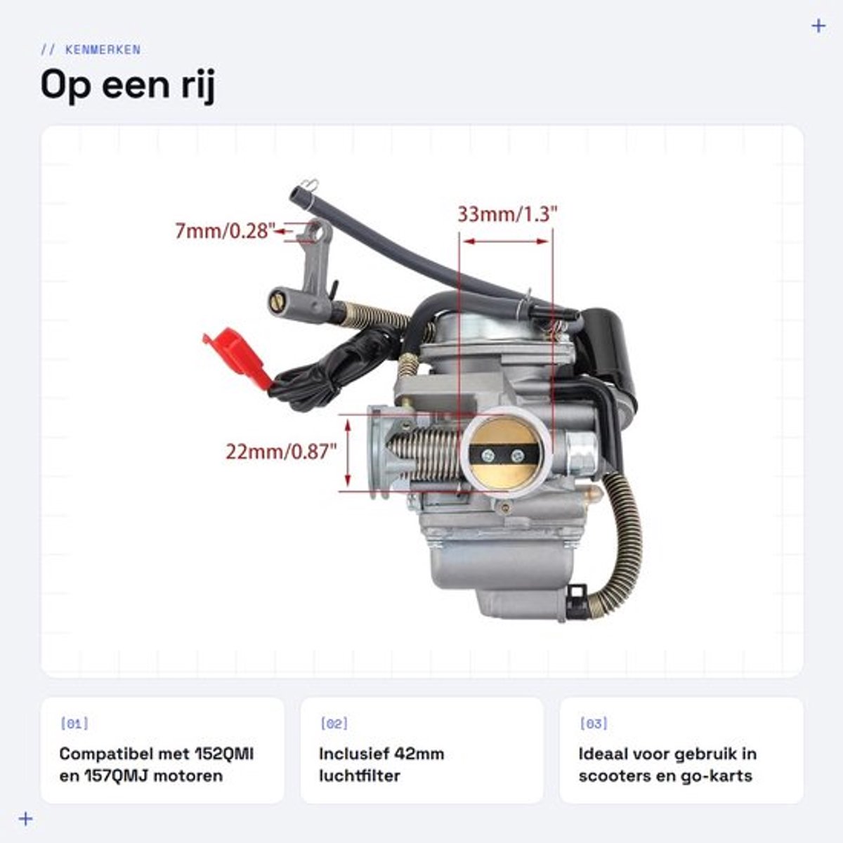 Dailygoods- Carburateur 42mm Luchtfilter - Vervanging voor 152qmi/157qmj