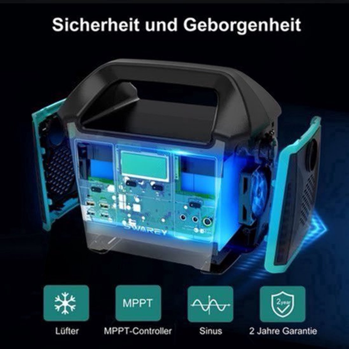 Zonnegenerator – Draagbaar Powerstation – Noodstroomvoorziening – Powerbank – Stroomgenerator – 1000W Vermogen – 725,76Wh batterijcapaciteit