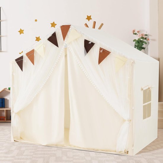 COSTWAY Speelhuis voor kinderen, binnen, kindertent met mat en verlichting, speeltent voor kinderen, prinsessenkinderspeelhuis, kinderkamer, decoratieve tent voor jongens en meisjes vanaf 3 jaar — afbeelding 3