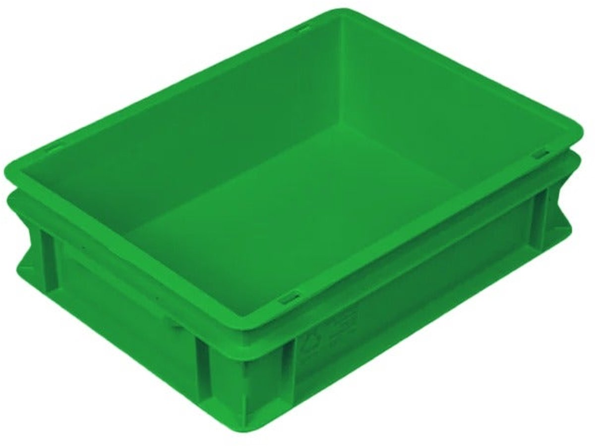 Stapelbak kunststof 400x300x120 mm 10 liter groen - Euronorm - Grijprand