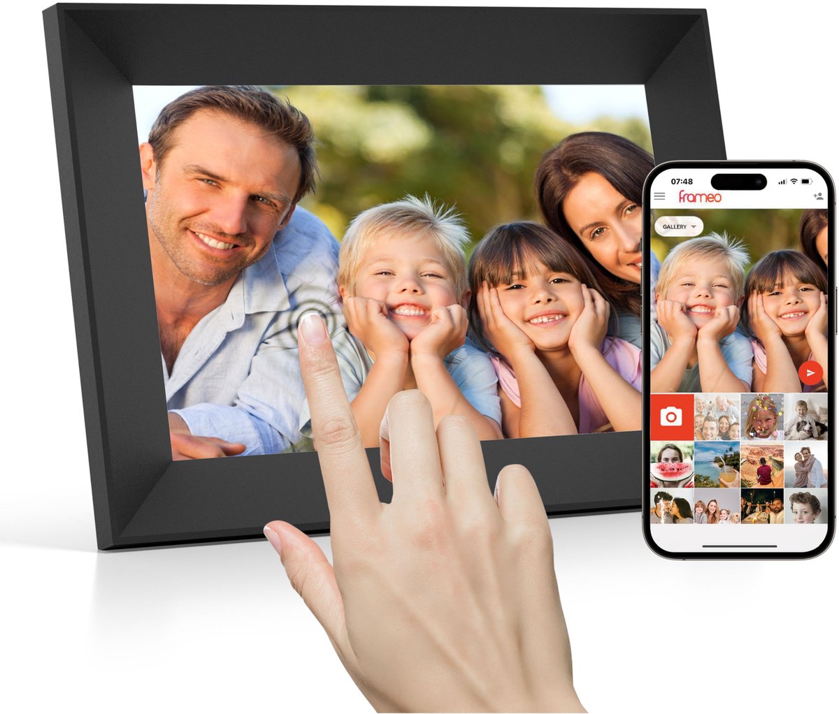Digitaal fotolijstje WiFi 10.1 inch touchscreen, automatisch roteren, muurbevestiging, bekijk foto's en video's via - ShopVlot