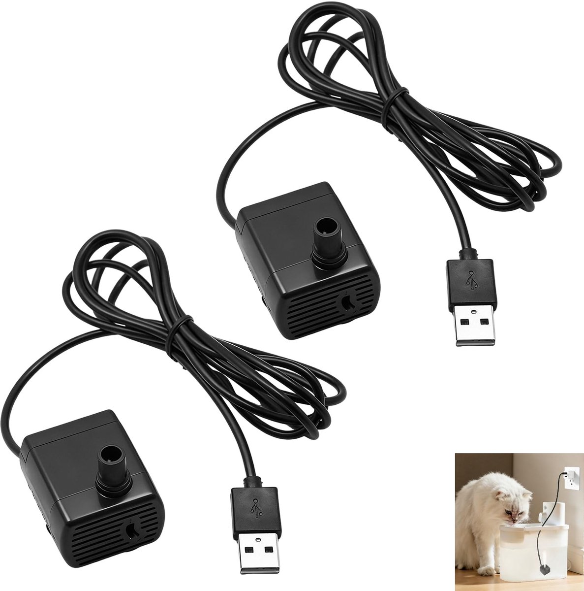 2 stuks mini-dompelpomp, USB, DC 5 V, 1-3 W, 200 l/u, mini-aquariumpomp, zeer stil, micropompen voor fontein - ShopVlot