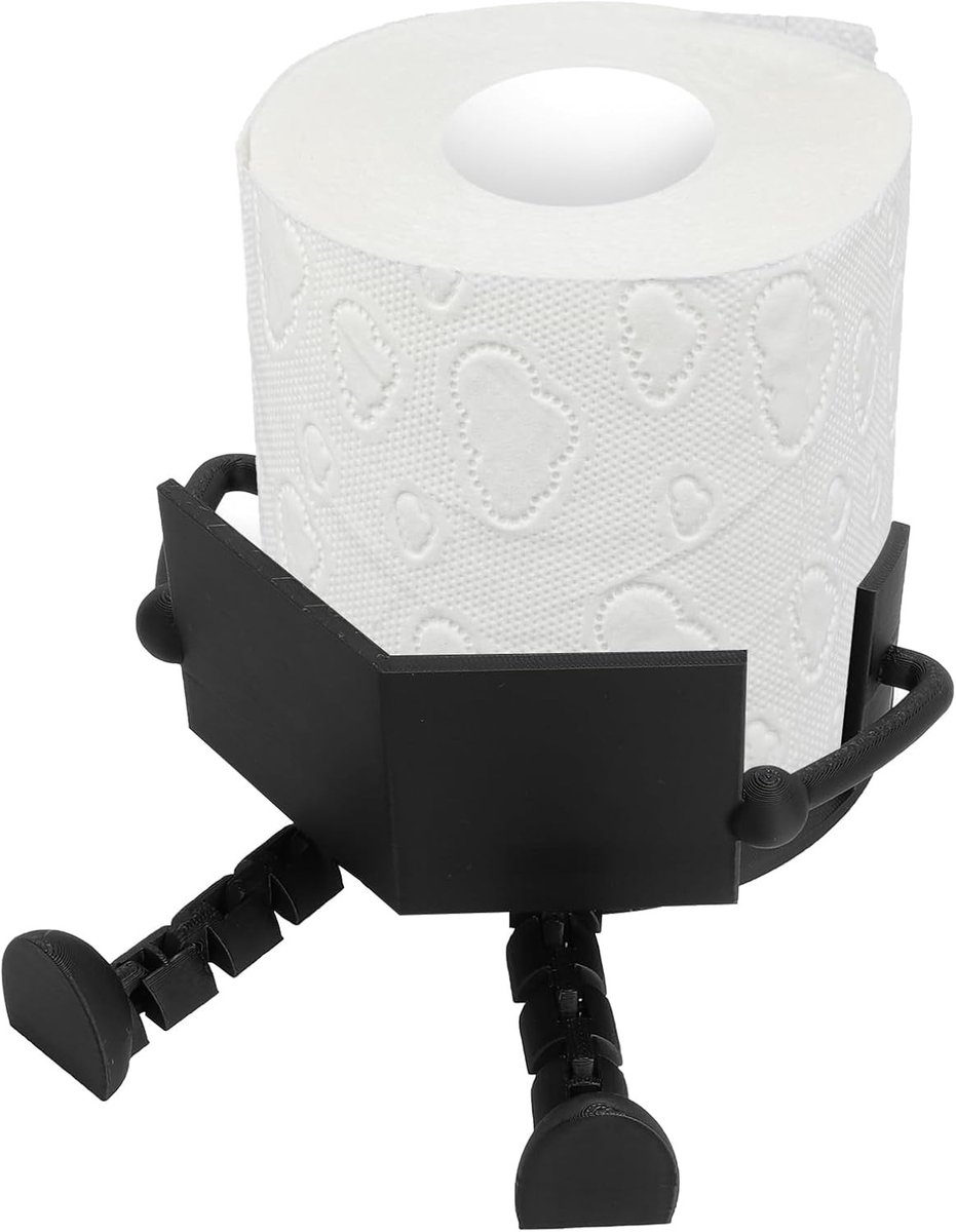 Praktische en Decoratieve Zwarte Toiletpapierhouder voor Standaard Rollen met Ruimtebesparend Ontwerp en Grappige Stijl