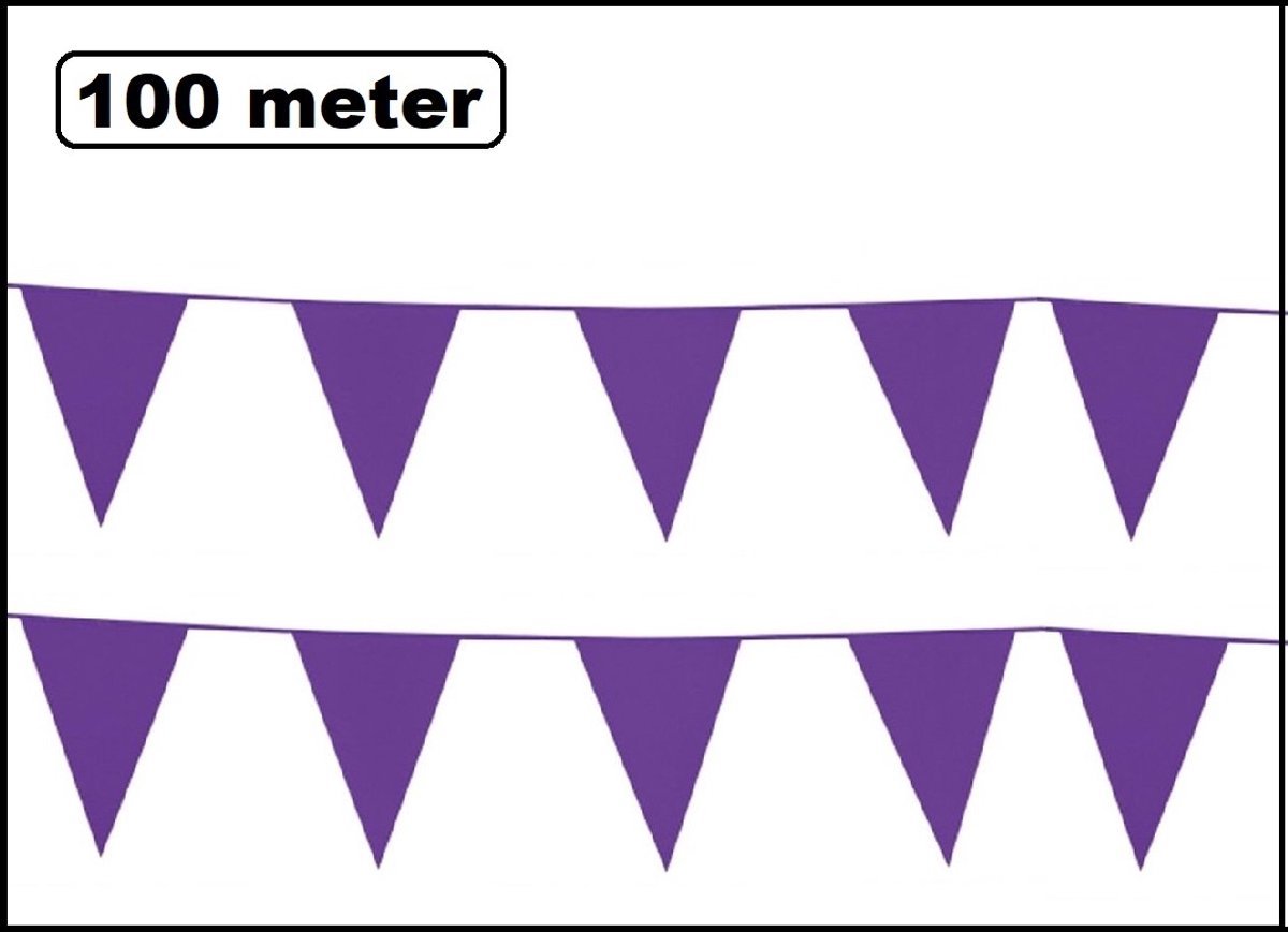 100 meter vlaggenlijn paars - 10 stuks van elk 10 meter - Festival Purple verjaardag thema feest versiering vlaglijn paarse vrijdag