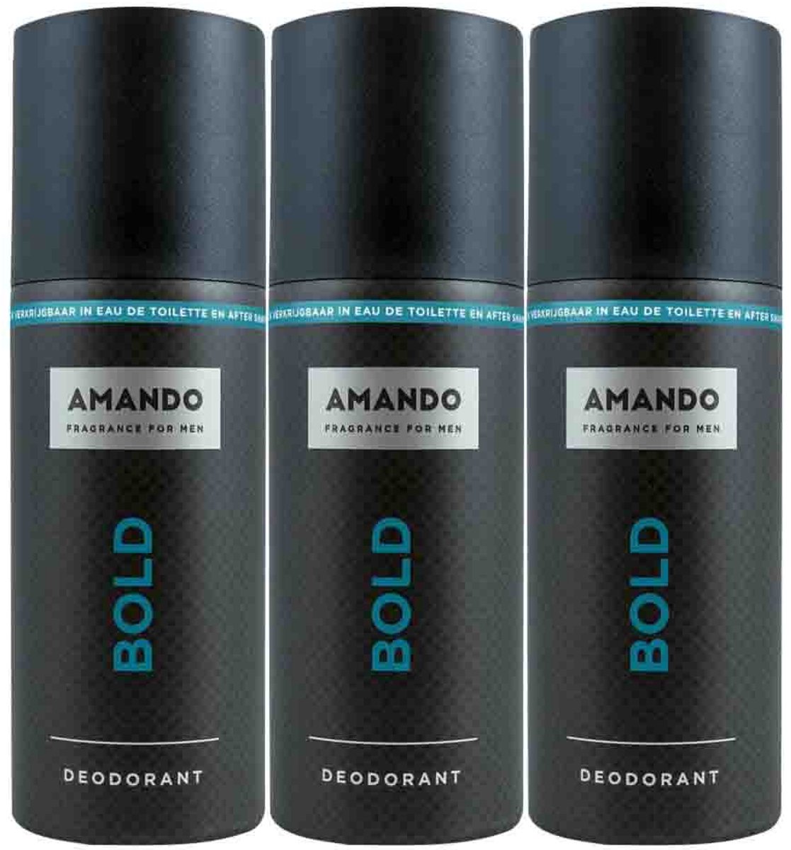 Amando Deodorant Bold - 3 x 150 ml - Voordeelverpakking