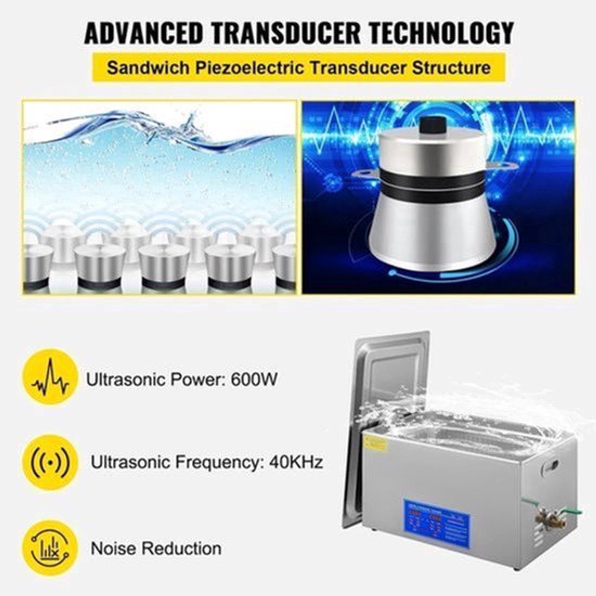 Ultrasoon Reiniger - Roestvrij Staal Professionele - Ultrasone Reinigingsapparaat - Digitale Verwarmings Timer - Sieraden - Brillen - Tanden - 1.3L